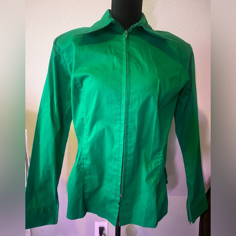 Green long sleeved western show shirt